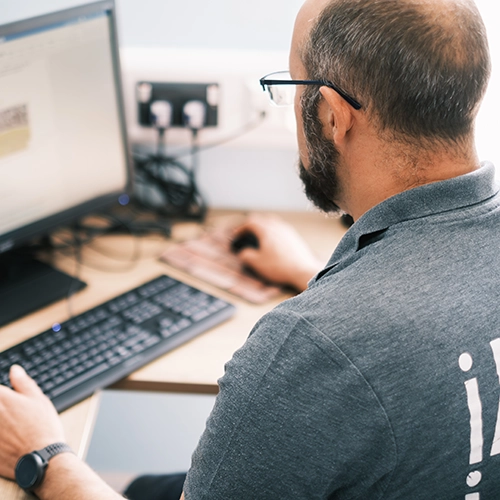 Mature student at computer