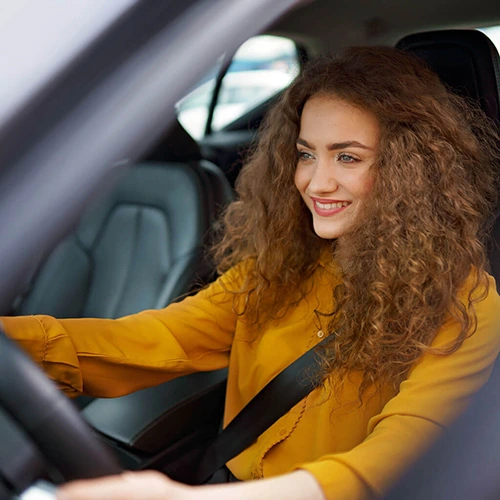 Female student in car